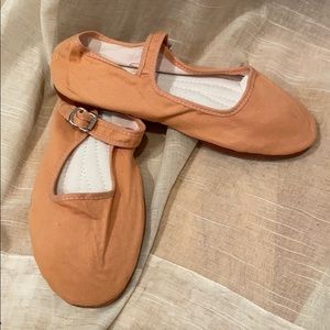Peach Cotton Mary Janes